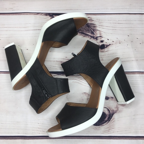 Anthropologie Shoes - ETHEM BY ANTHROPOLOGIE Black Leather Peep Toe Heel